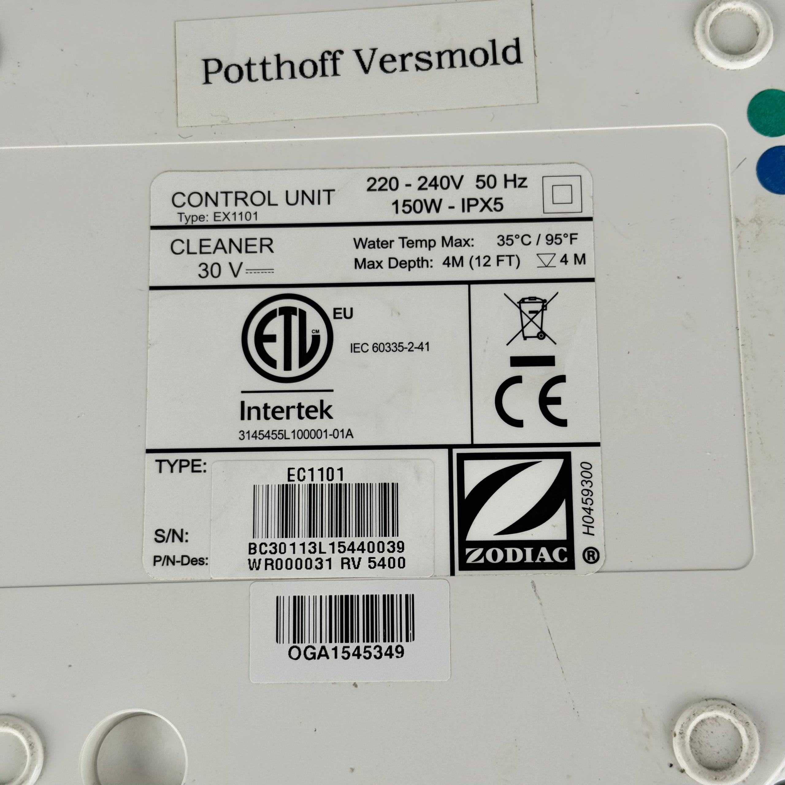 Power Supply for Zodiac Vortex / RV Pool Robot - R0637100 - EC1101 - Used (12-Month Warranty)
