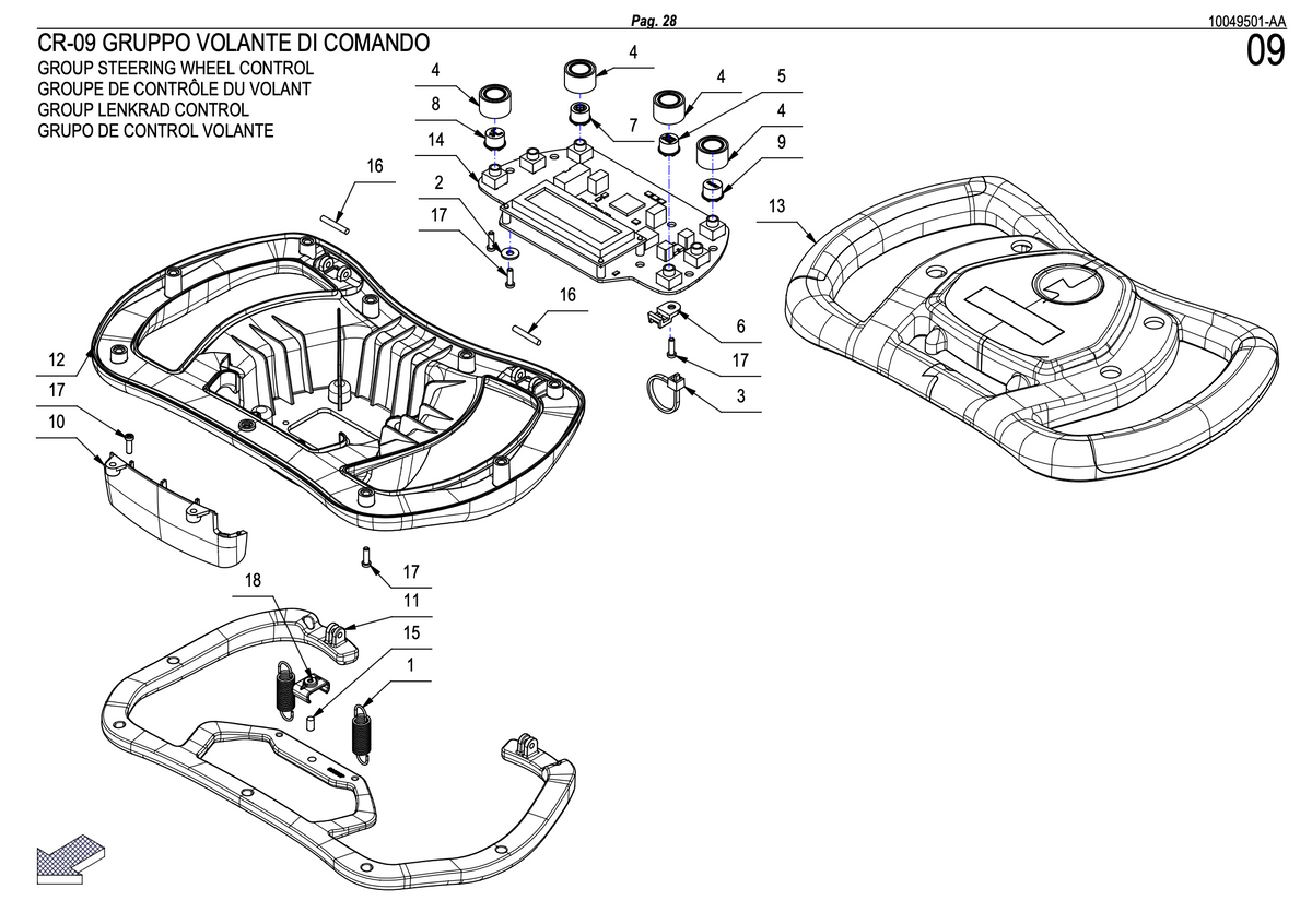 Complete Control Steering Assembly for Comac Vispa XS / Fimap Genie XS Floor Washer - Control Board 440029 | Refurbished (12-Month Warranty)