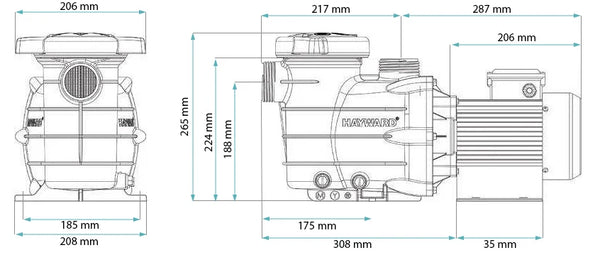 Pompa basenowa Hayward Powerline PL IE2 - 81004, jednofazowa, 0,5 HP – 9,7 m3/h